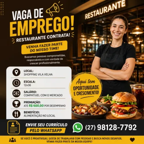 ? ? VAGA DE EMPREGO - ATENDENTE ? 