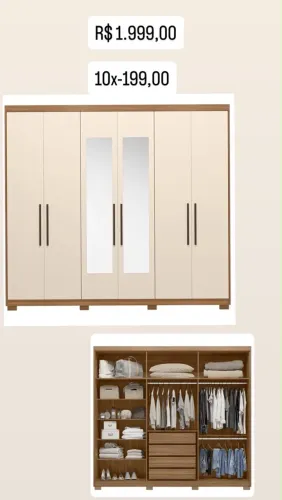 Guarda roupa branco 6 portas