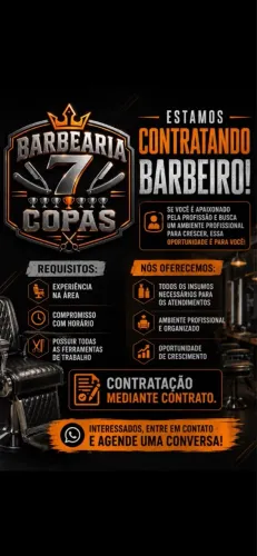 Vaga para barbeiro com experiência