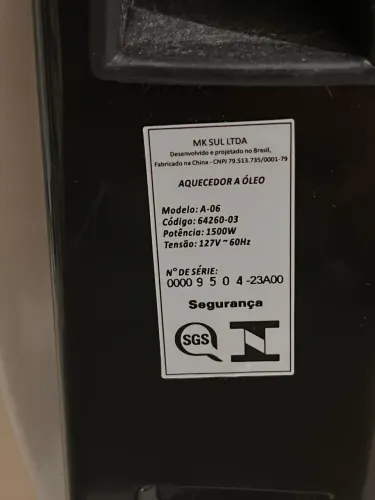 AQUECEDOR A ÓLEO MONDIAL A-06 1500W - EXCELENTE ESTADO