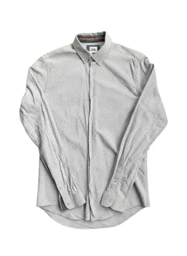 Camisa Zara Social Cinza Poá - Manga Longa - Tamanho M