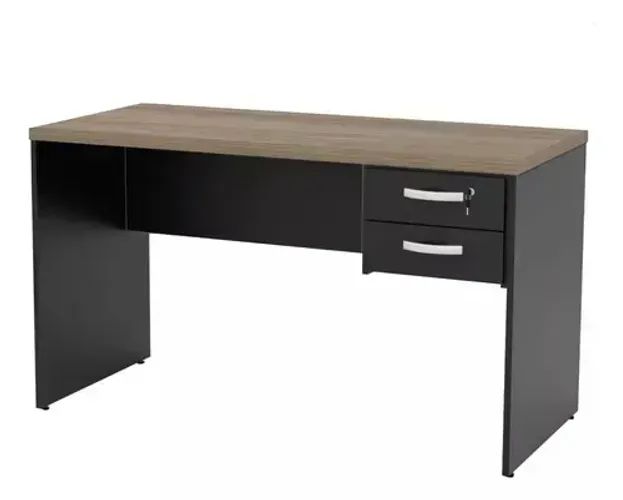 Mesa reta pé painel com gavetas 1,20×0,60×0,75 Cor Nogal/Preto