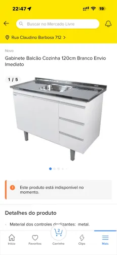 Gabinete Balcão Cozinha 120cm Branco