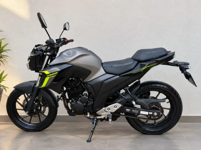 Fazer 250 (FZ25) Cinza Fosco 2024, de garagem.