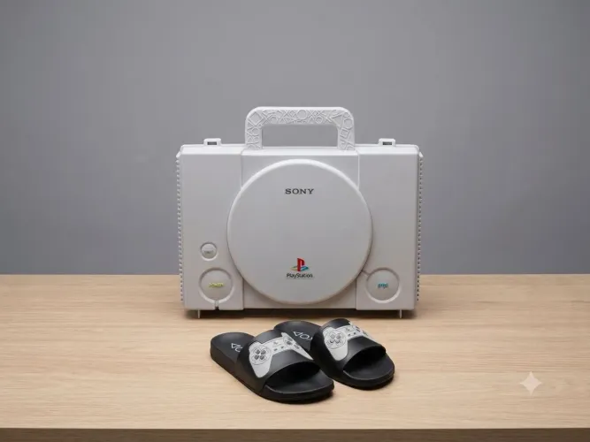 Playstation 1 + Maleta e Chinelo Oficial Playstation & Grendene