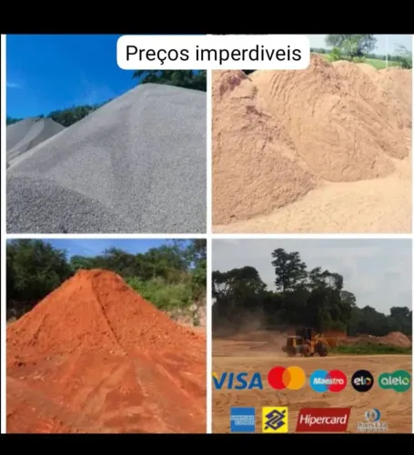 Areia,barro e brita.