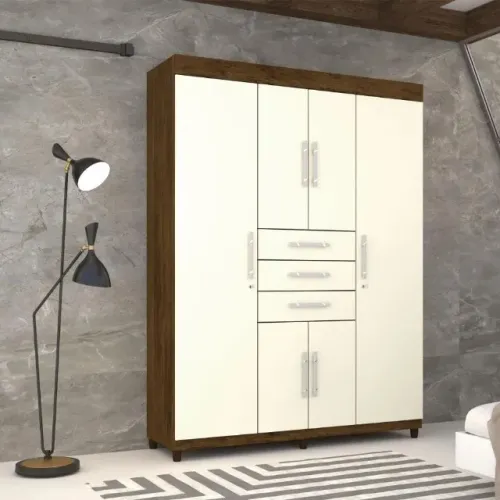 Guarda Roupa Solteiro 6 Portas e 3 Gavetas Taurus Novo