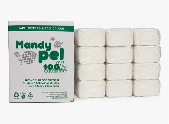 Kit Papel Toalha Interfolhado (Cai Cai) Mandy Pel - 100% Celulose Virgem