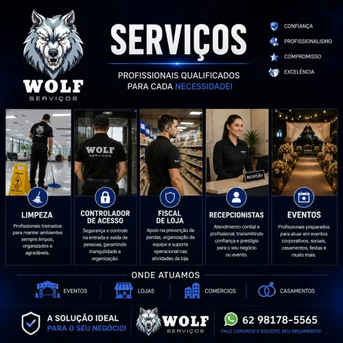 Controle de Acesso | Recepcionistas | Limpeza | Fiscal de Loja | Eventos - WOLF Serviços