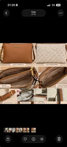 bolsa transversal michael kors monograma e caramelo