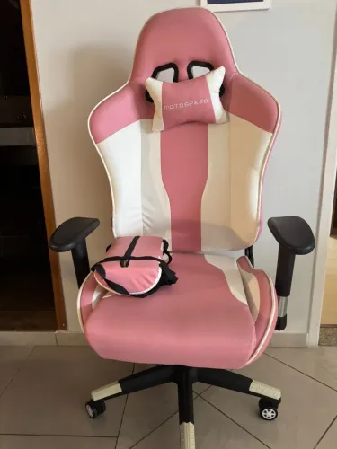 Cadeira Gamer Motospeed Rosa e Branca + Almofadas | Excelente Estado