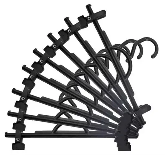 Kit com 10 Cabides Calça Fixo Presilha Preto Adulto - 8mm 