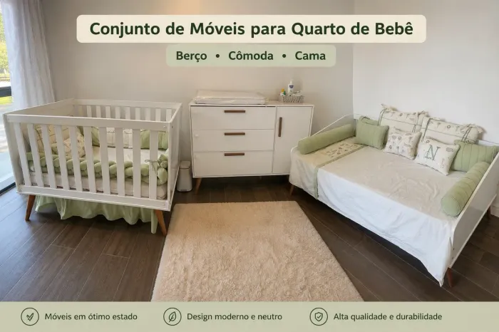 Berço + Cômoda + Cama - Quarto Infantil