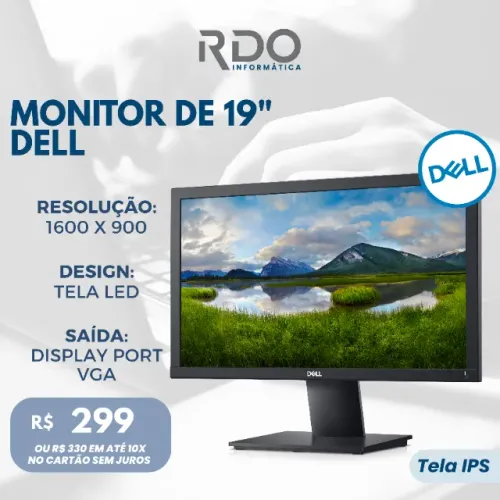 Monitor Dell 19" LED IPS 1600x900 VGA DisplayPort Ótimo - Alta qualidade de imagem!