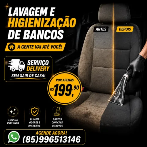 Limpeza de bancos do veículo.