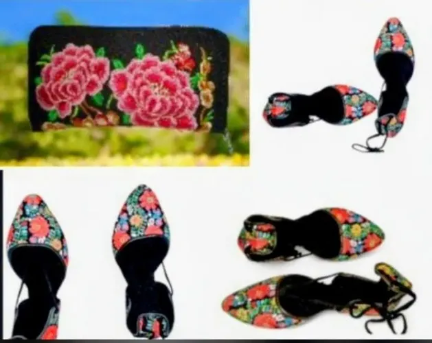 Kit Sapatilha outono N*38 bico fino + Carteira outono feminina 3 ziper