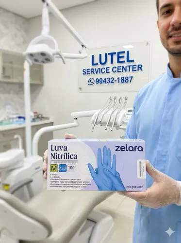 LUVA NITRILICA S/PÓ AZUL P/M 