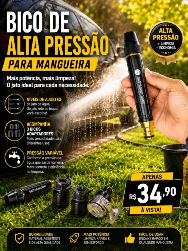 Bico Alta Pressão Para Mangueira C/ 3 Adaptadores