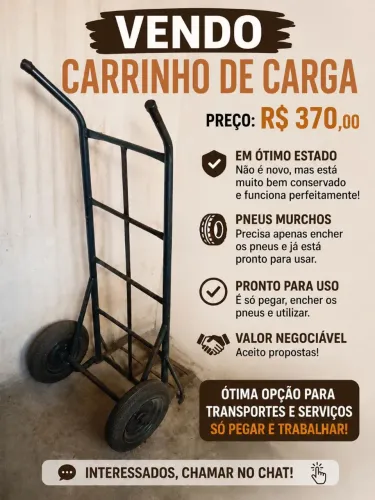 Carrinho de Carga Reforçado 2 Rodas 