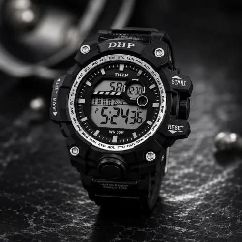 Relógio Masculino DHP Esportivo à Prova D?Água - Preto com Prata | WR 30M