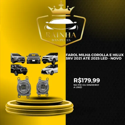 Farol Milha Corolla e Hilux Srv 2021 até 2025 Led - NOVO