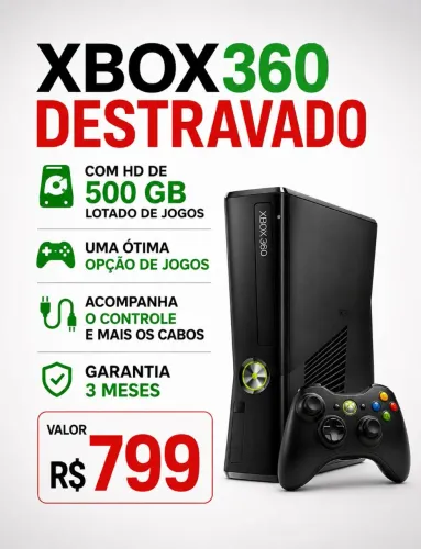 Xbox 360 Destravado com hd varios jogos