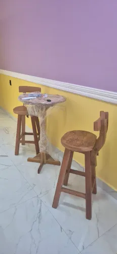 Conjunto Bistrô Mesa + 2 Banquetas Madeira Maciça