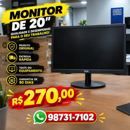 Monitor (Novo|Garantia) de 20 Polegadas HDMI/VGA