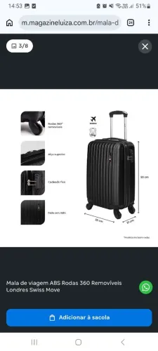 Mala de viagem ovivel 360 preta 