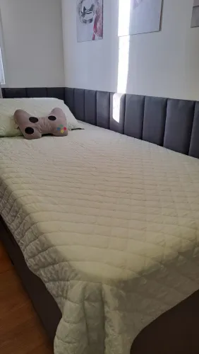 KIT CABECEIRA MODULAR CAMA SOLTEIRO CINZA ESCURO