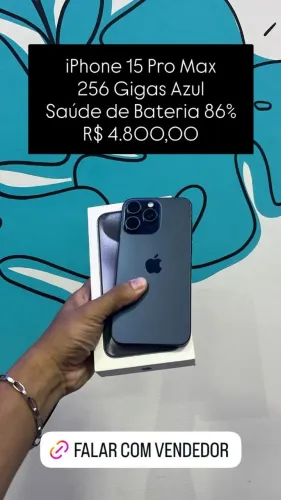 Seminovo: iPhone 15 Pro Max 256GB Azul - Estado de Novo | Loja Fisica