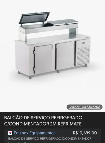 Balcão de serviço Refrigerado 2 portas com cubas