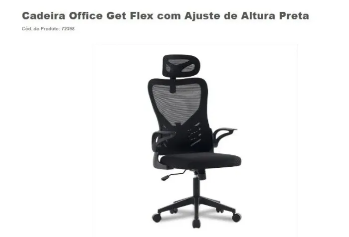 Cadeira Office Get Flex com Ajuste de Altura Preta