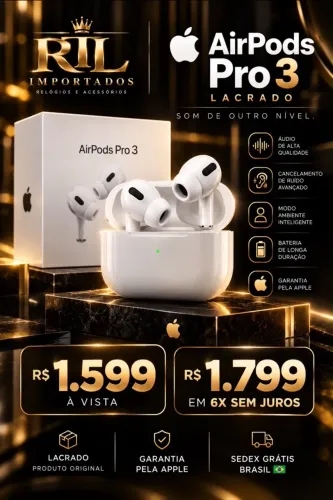 AirPods Pro 3 lançamento lacrado com 1 ano de garantia Apple