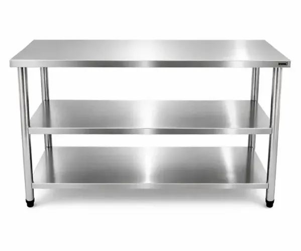 Bancada Mesa Inox Industrial 2 Prateleiras 180x50x90cm