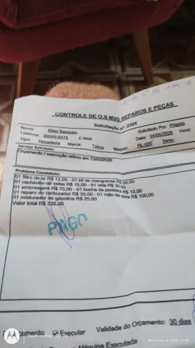 Roçadeira para que sejam aproveitada as peças