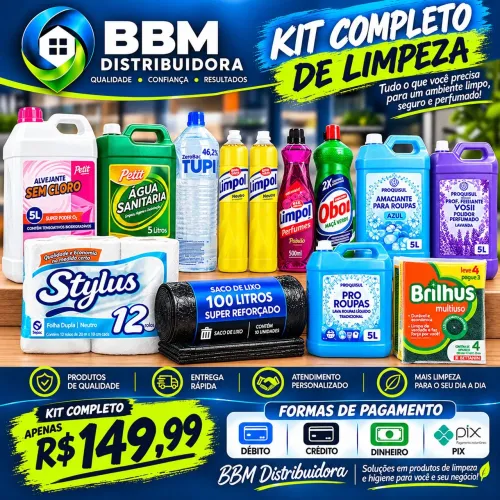 Kit Super completo de produtos de limpeza