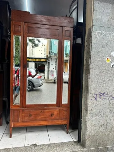 Guarda Roupa Estilo Art Nouveau Em Peroba Do Campo Espelhos Bisotados