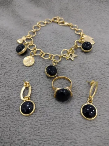 Conjunto de 3 peças anel, brincos e pulseira