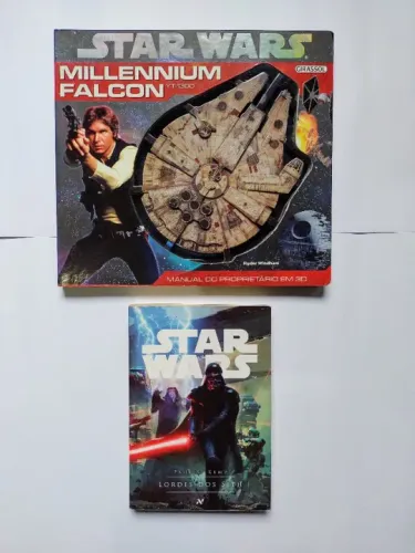 2 Livros Star Wars - Lordes dos Sith e Millennium Falcon 3D