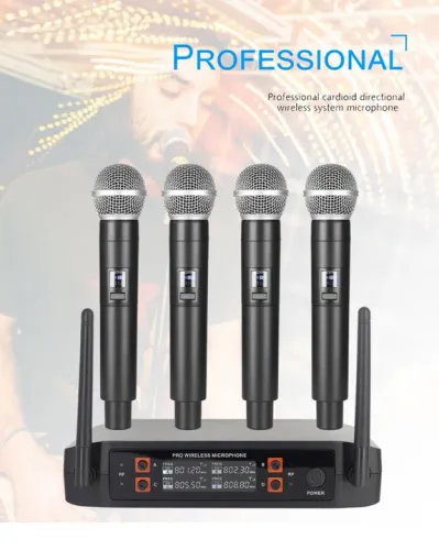 Promoção! Kit Com 4 Microfones Profissionais Sem Fio