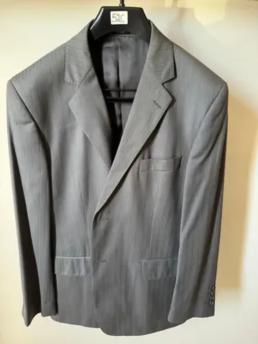 Terno Slim Risca de Giz Grafite em lã fria top de linha - Elegância e Qualidade!