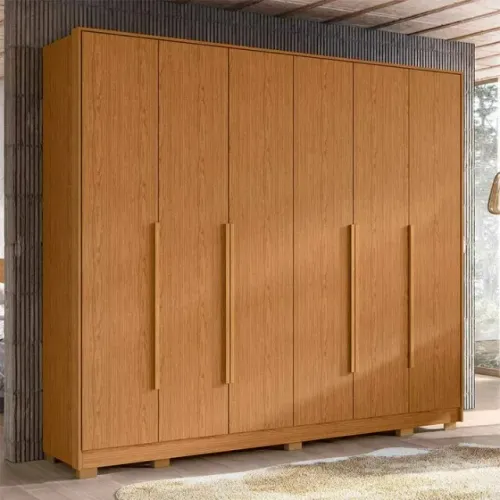 Guarda roupa gigante facinio com 6 portas clost cinamomo/cinamomo - montagem grátis 