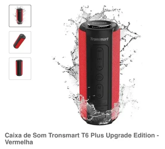 Caixa De Som Portátil Tronsmart T6 Plus 40w Vermelha