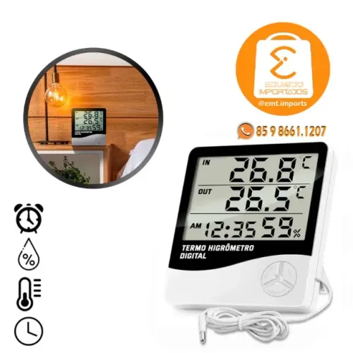 Termo Higrometro Digital Temperatura e Umidade Interno e Externo ST-220