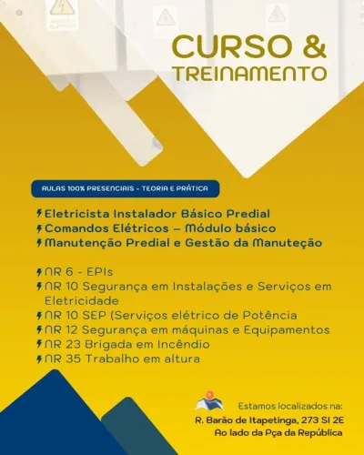 Cursos para eletricistas -básico, intermediário, capacitação, reciclagem, prático, NR-10