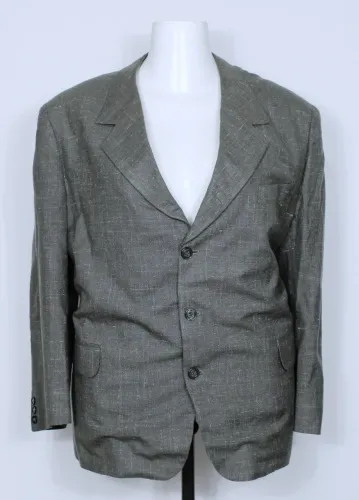 Conjunto terno cinza linho vintage plus size - Veste blazer 60 e calça 50 - Ref. 4255