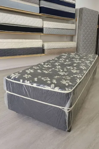 Cama box solteiro preta Vai com os pé