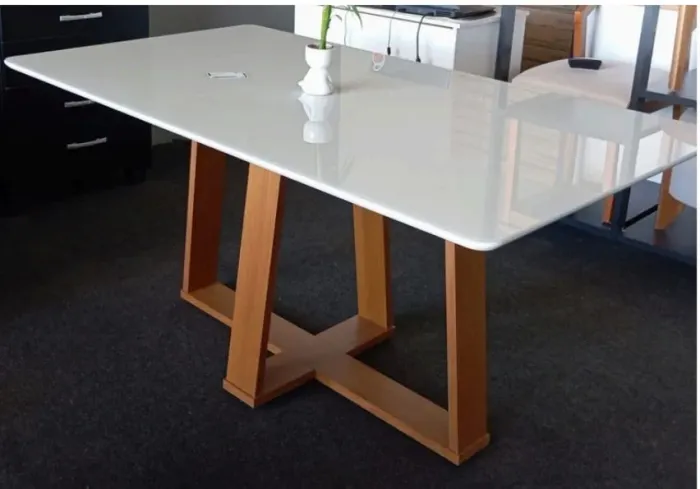 Mesa de jantar para 6 cadeiras com vidro 160x90