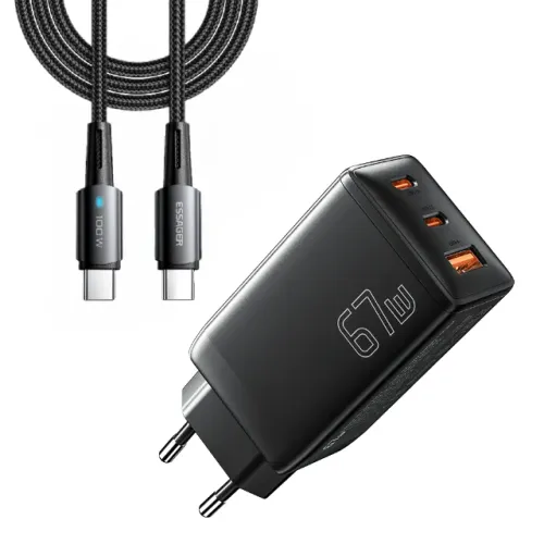 Carregador 67w com Cabo Usb-C Essager Ideal Para Steam Deck